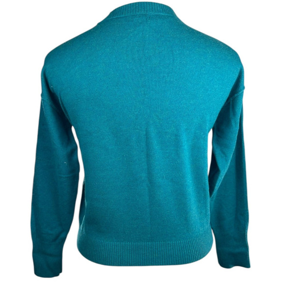Sundance Colors Of Peace Sweater Teal Rare Rainbow Graphic Soft Wool Blend PXS - Picture 11 of 16